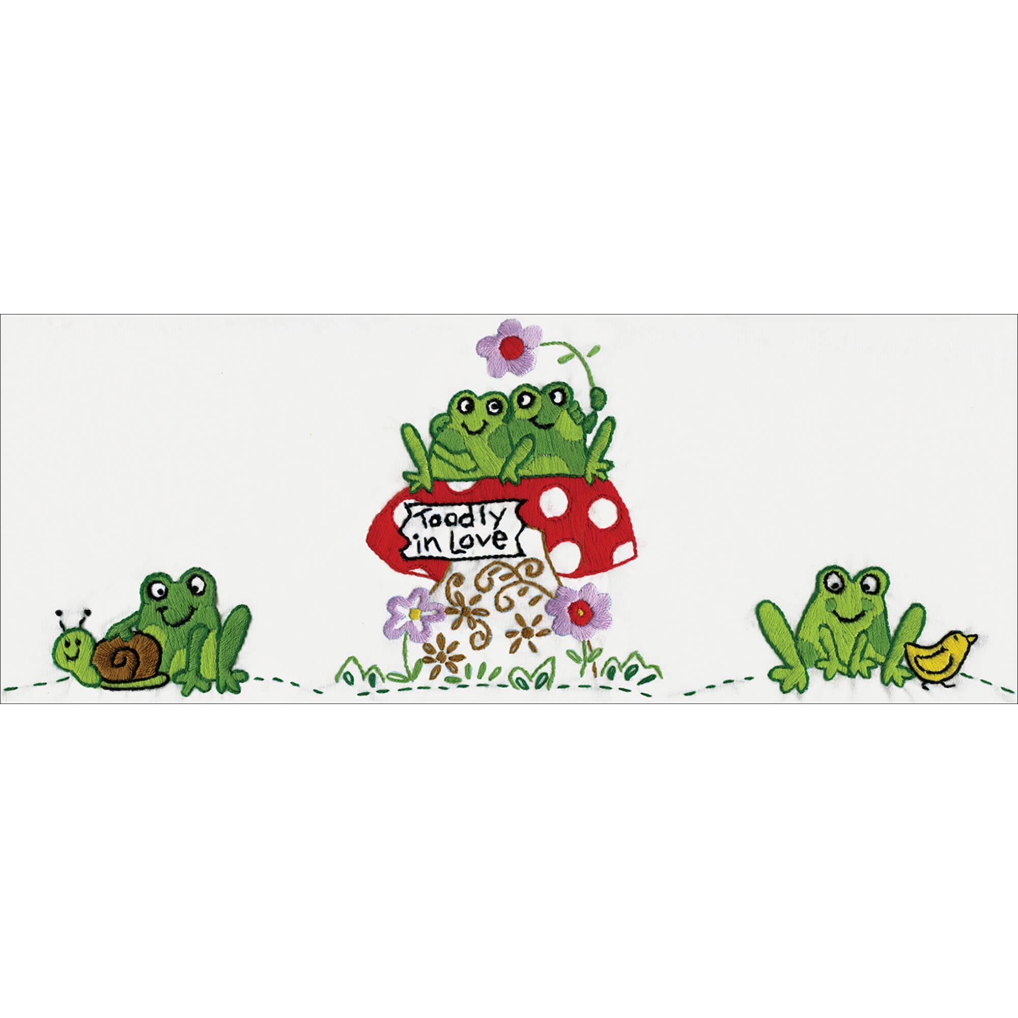 Tobin Frogs Stamped For Embroidery Pillowcase Set